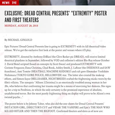 EXCLUSIVE: DREAD CENTRAL PRESENTS’ “EXTREMITY” POSTER AND FIRST THEATERS